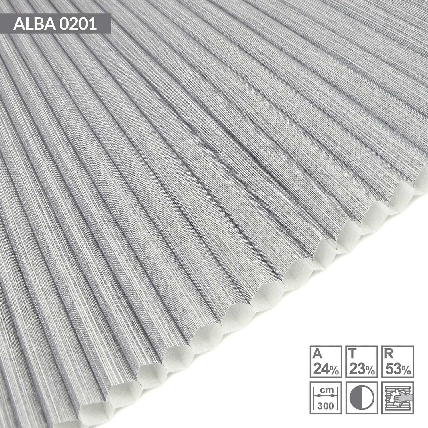 Wabenplissee mit grauen Streifen