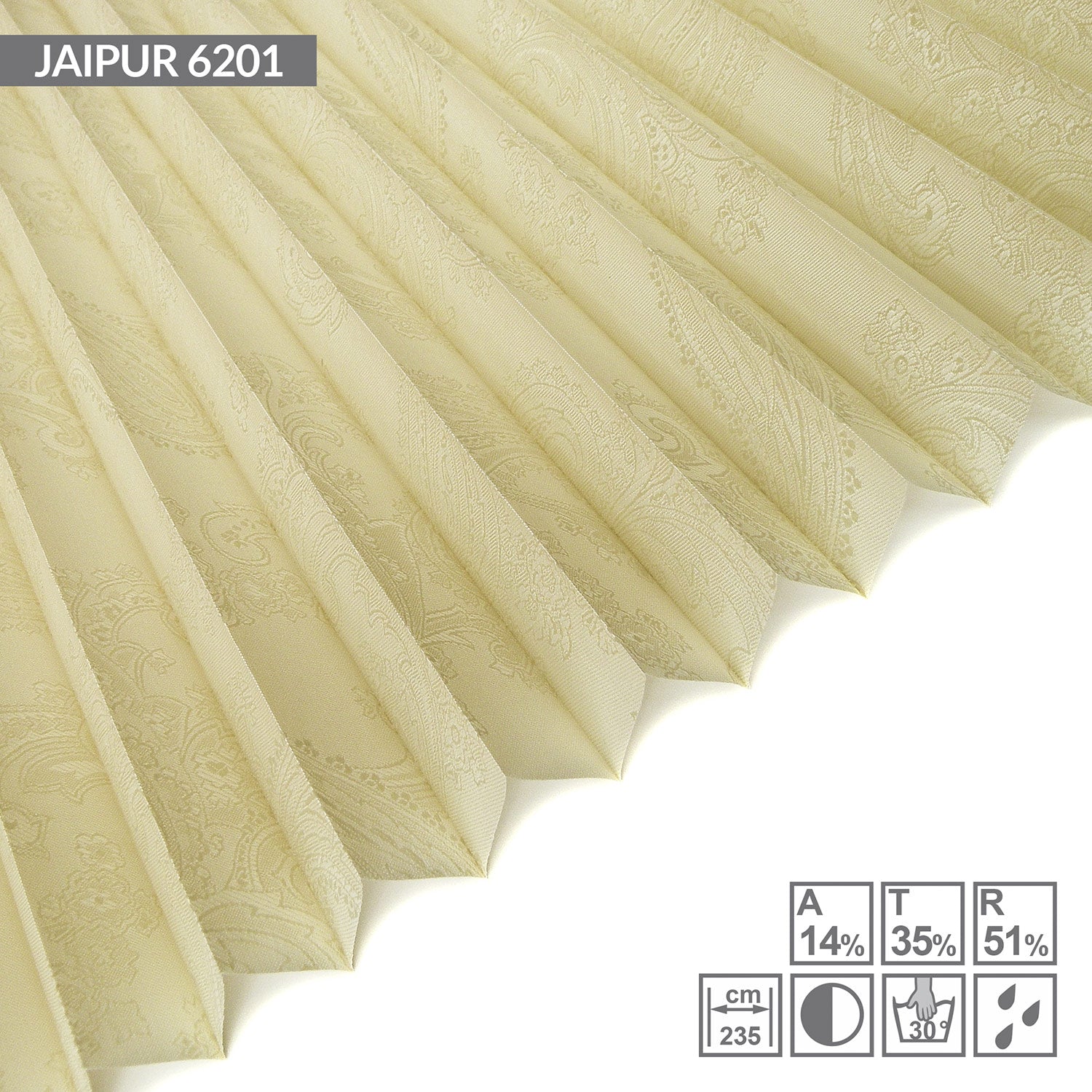 Plissee mit einem Muster in Creme